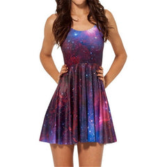 Spring Sexy Women Clothes Cartoon Female Dresses Tweet PURPLE REVERSIBLE SKATER DRESS Pleated Drop Shipping