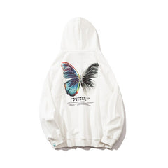 Hip Hop Butterfly Hoodie Sweatshirt Men Harajuku Streetwear Hooded Pullover Cotton Autumn Loose Hoodie Black Clothes